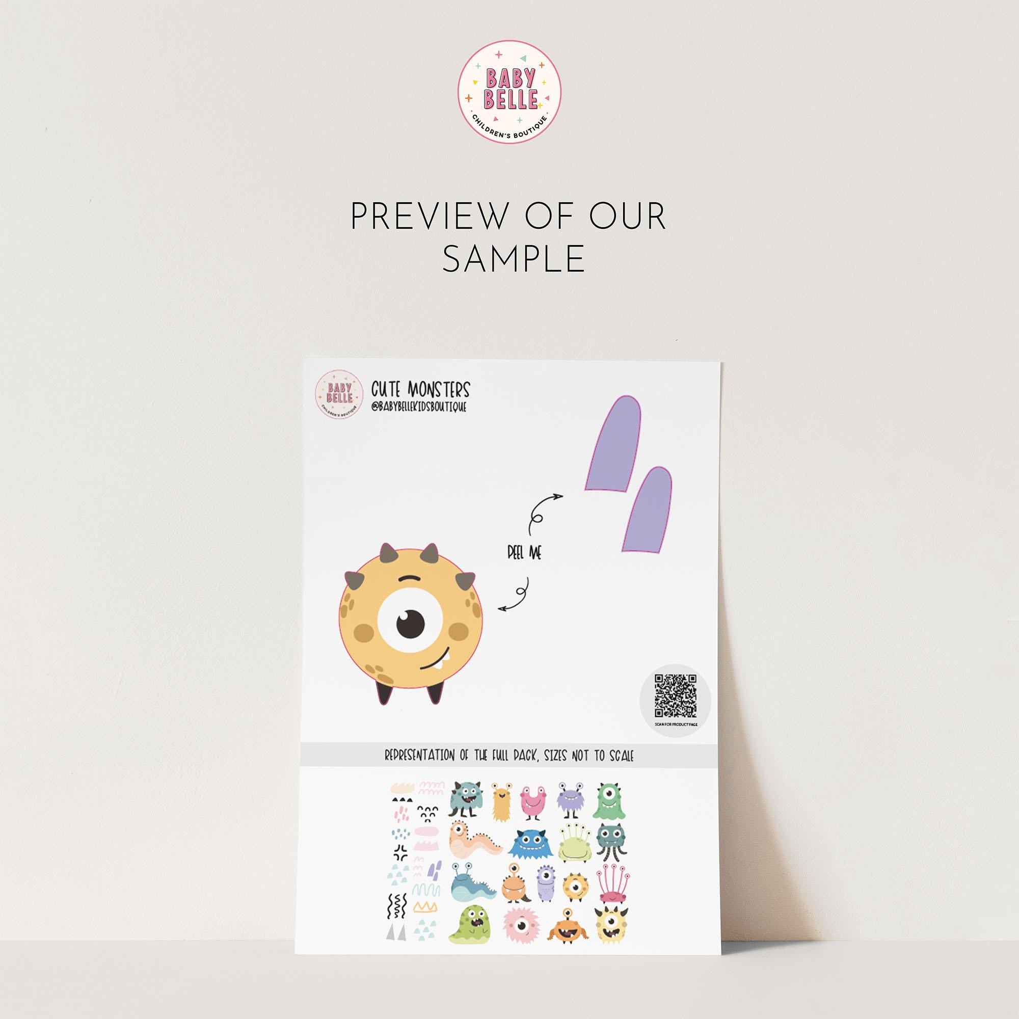 Cute Monsters Wall Decals, Kids Room Monster Wall Stickers, Nursery Theme, Playroom, Bedroom Decor, Peel & Stick Animal Decals,