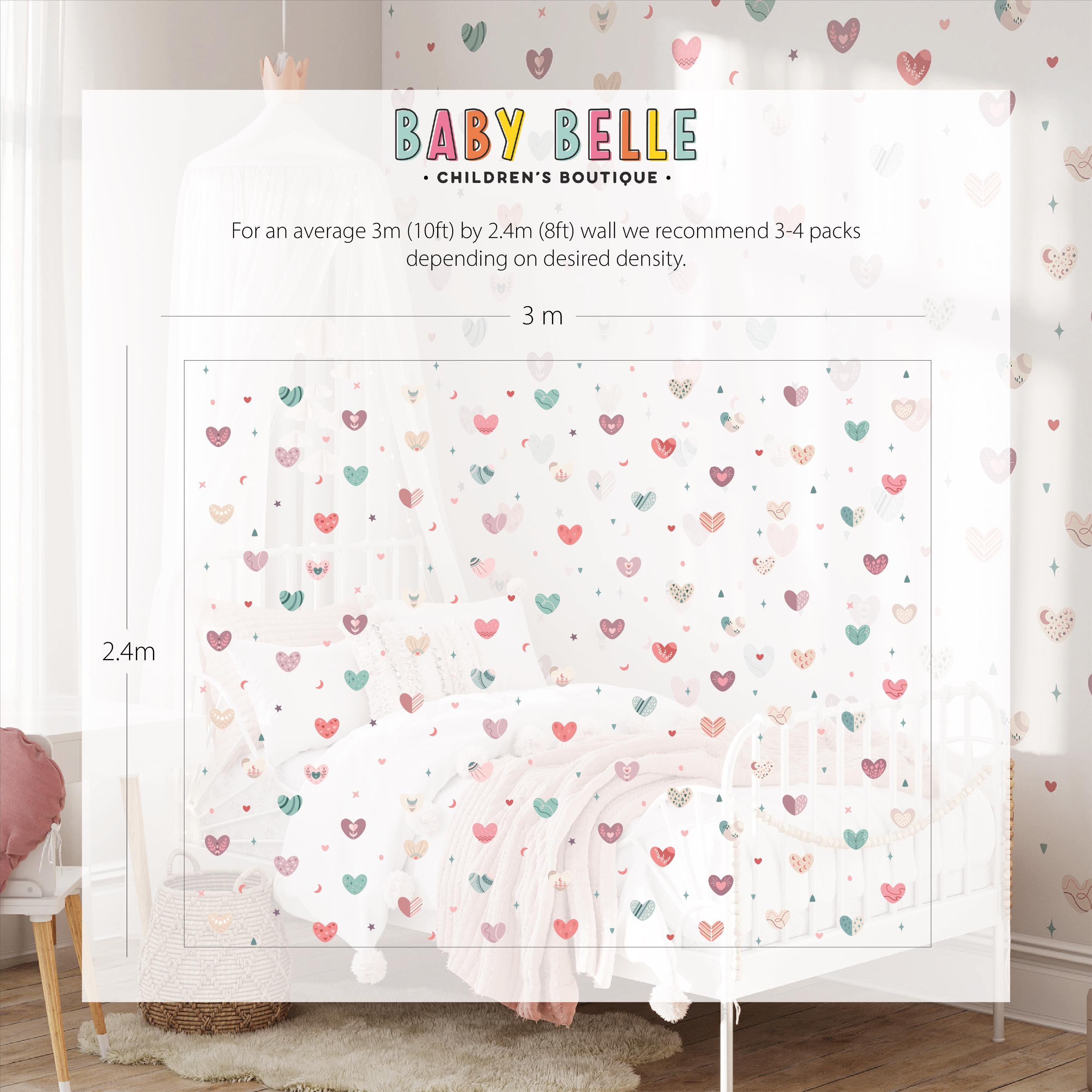 Boho Hearts Wall Decals, Nursery Decor, Removable Wall Stickers, Polka Dot Decals, Peel and Stick, Lion, Valentines Day