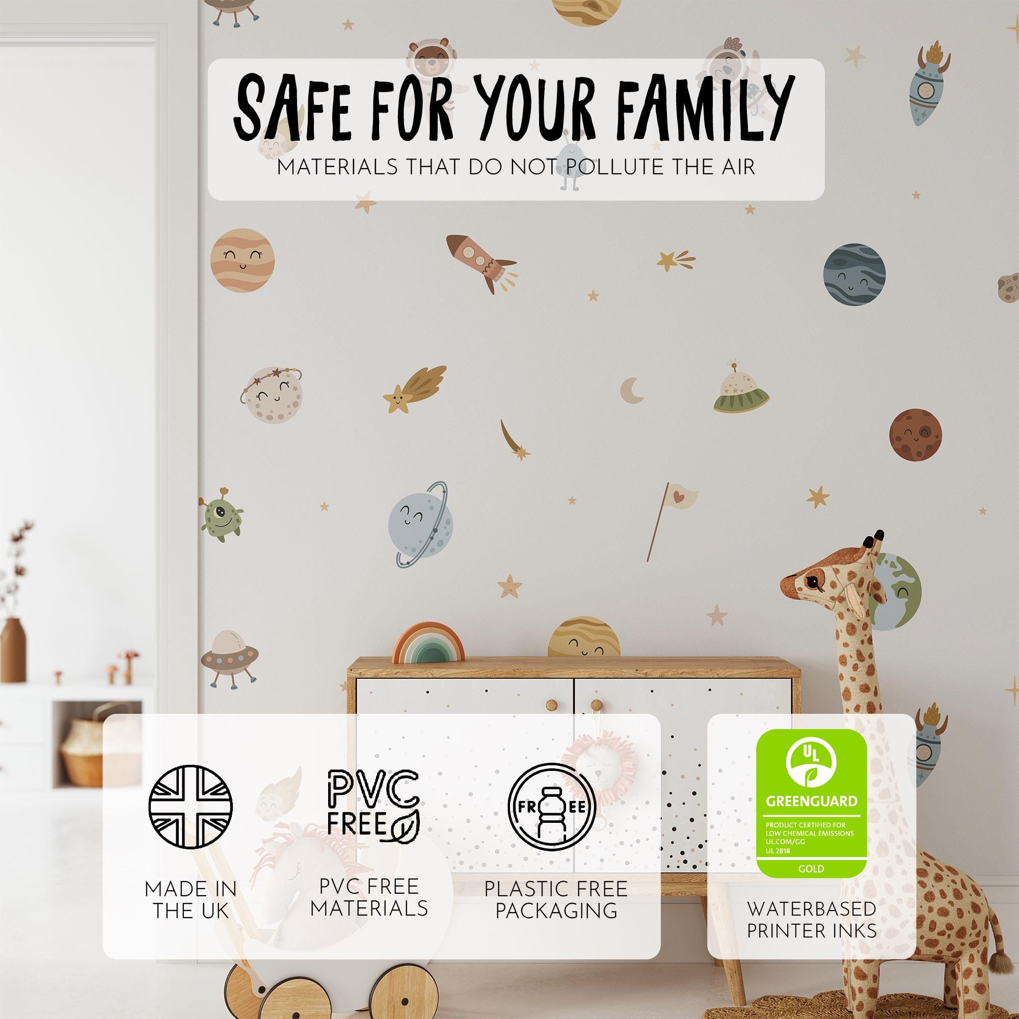 Space Wall Decals, Solar System Nursery Decor, Removable Planet Wall Stickers, Polka Dot Decals, Peel and Stick, Planets, Valentines Day