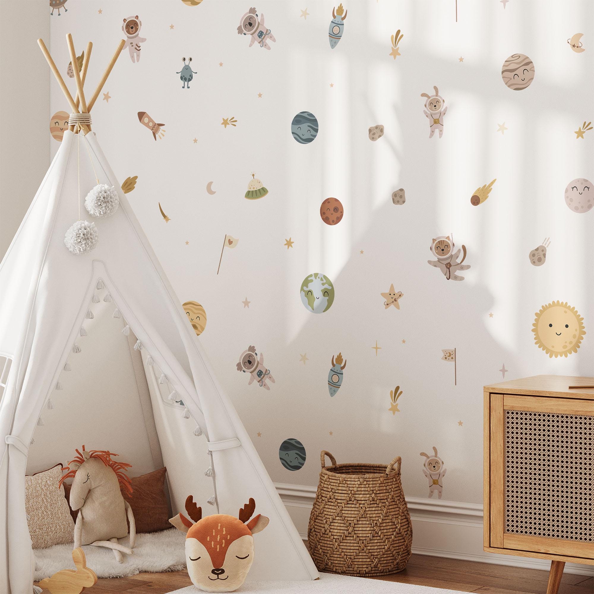 Space Wall Decals, Solar System Nursery Decor, Removable Planet Wall Stickers, Polka Dot Decals, Peel and Stick, Planets, Valentines Day