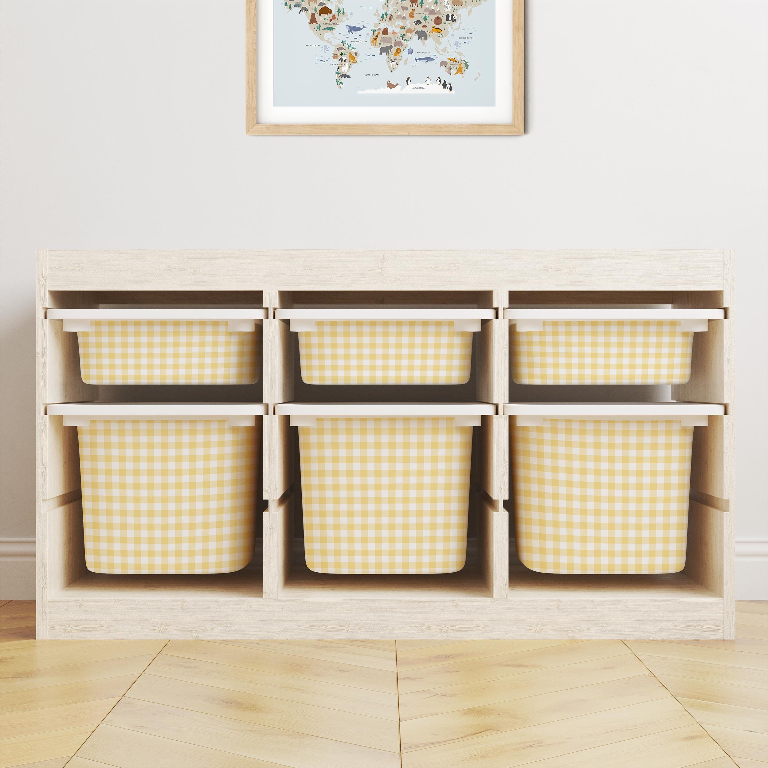 IKEA Trofast Gingham Drawer Stickers | Removable Playroom Organisation Labels | Scandi Kids Decor