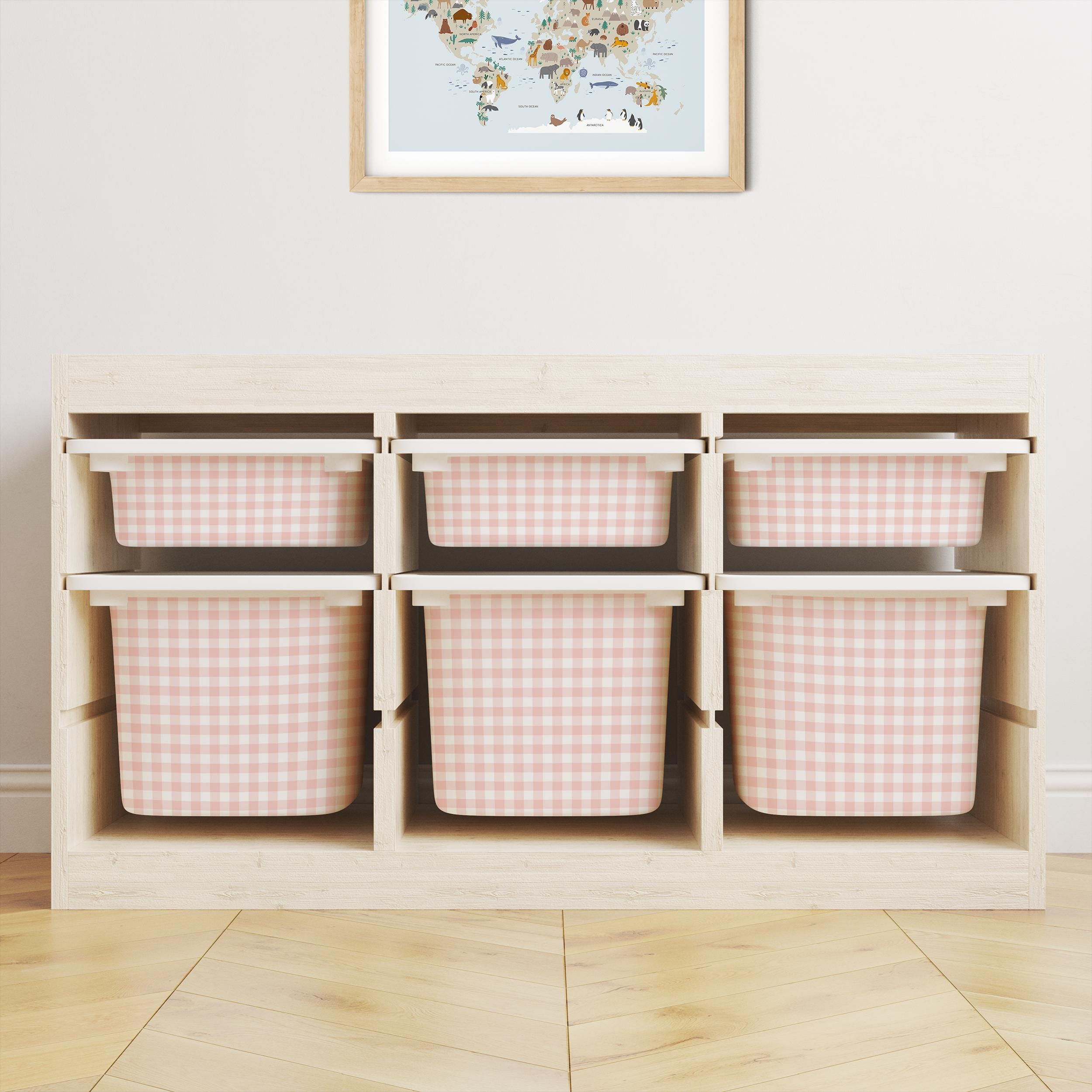 IKEA Trofast Gingham Drawer Stickers | Removable Playroom Organisation Labels | Scandi Kids Decor