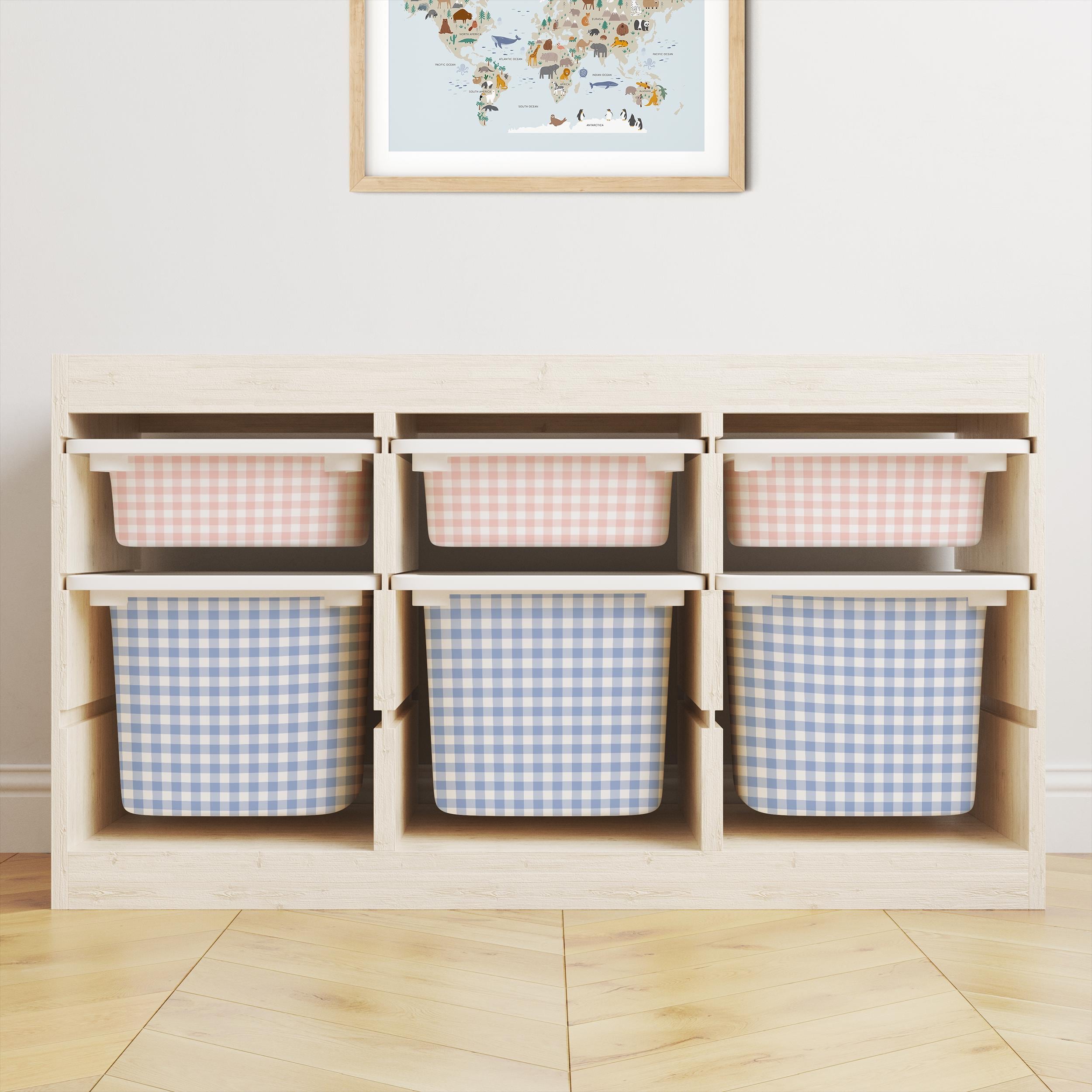 IKEA Trofast Gingham Drawer Stickers | Removable Playroom Organisation Labels | Scandi Kids Decor