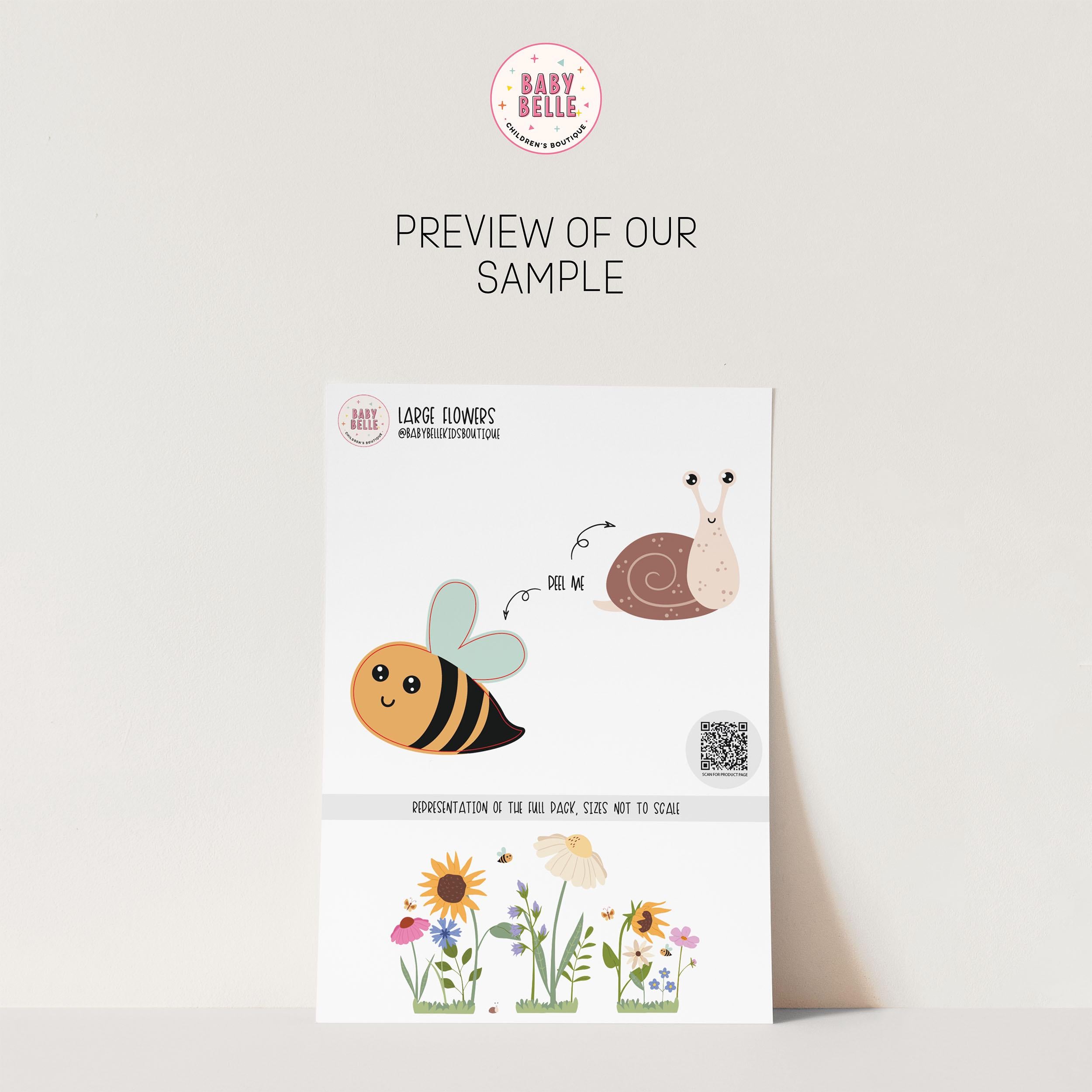 Large Flower Wall Decals: Paper Removable Wild Flower Baby, Kids Nursery Stickers