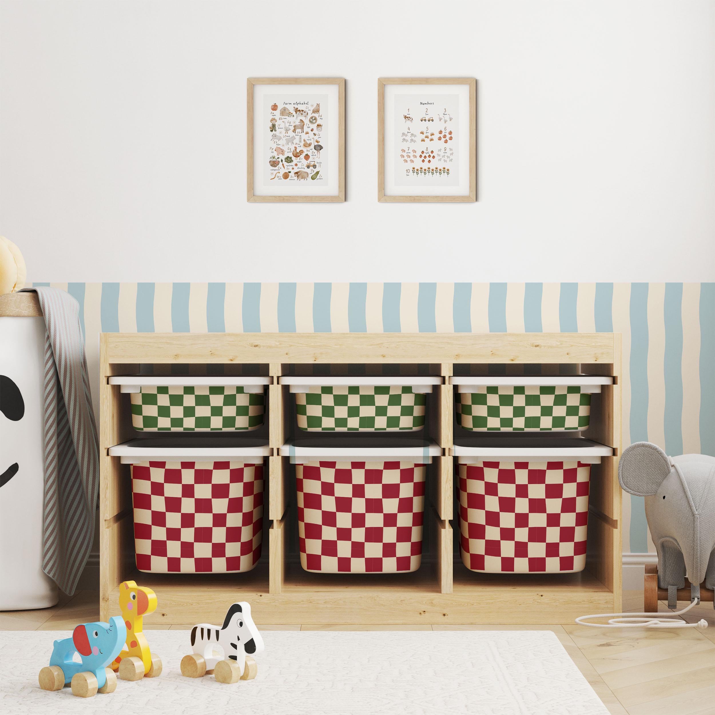 IKEA Trofast Checkered Drawer Stickers | Removable Playroom Organisation Labels | Scandi Kids Decor