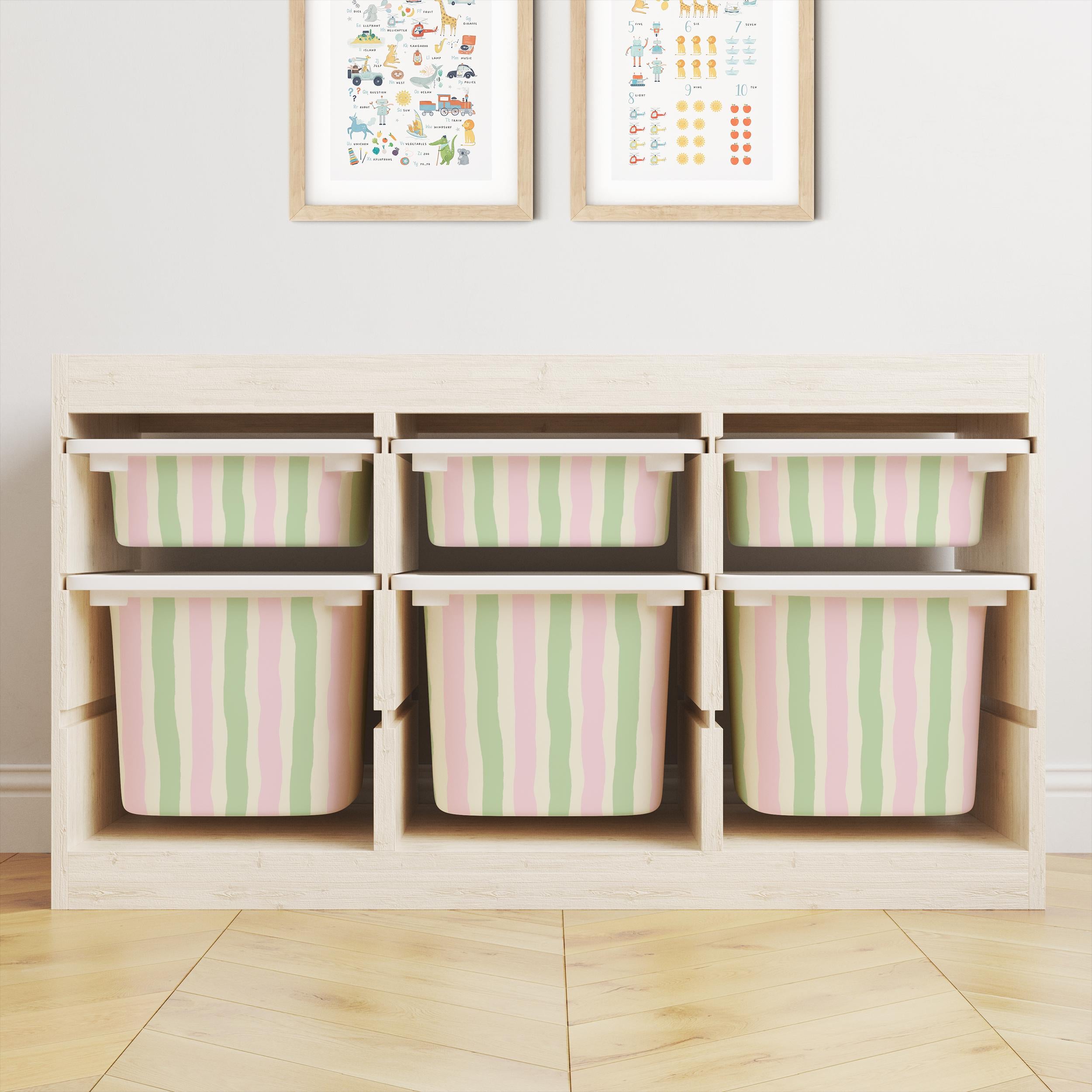 IKEA Trofast Wavy Stripes Box Stickers Multicoloured | Removable Playroom Organisation Labels | Scandi Kids Decor