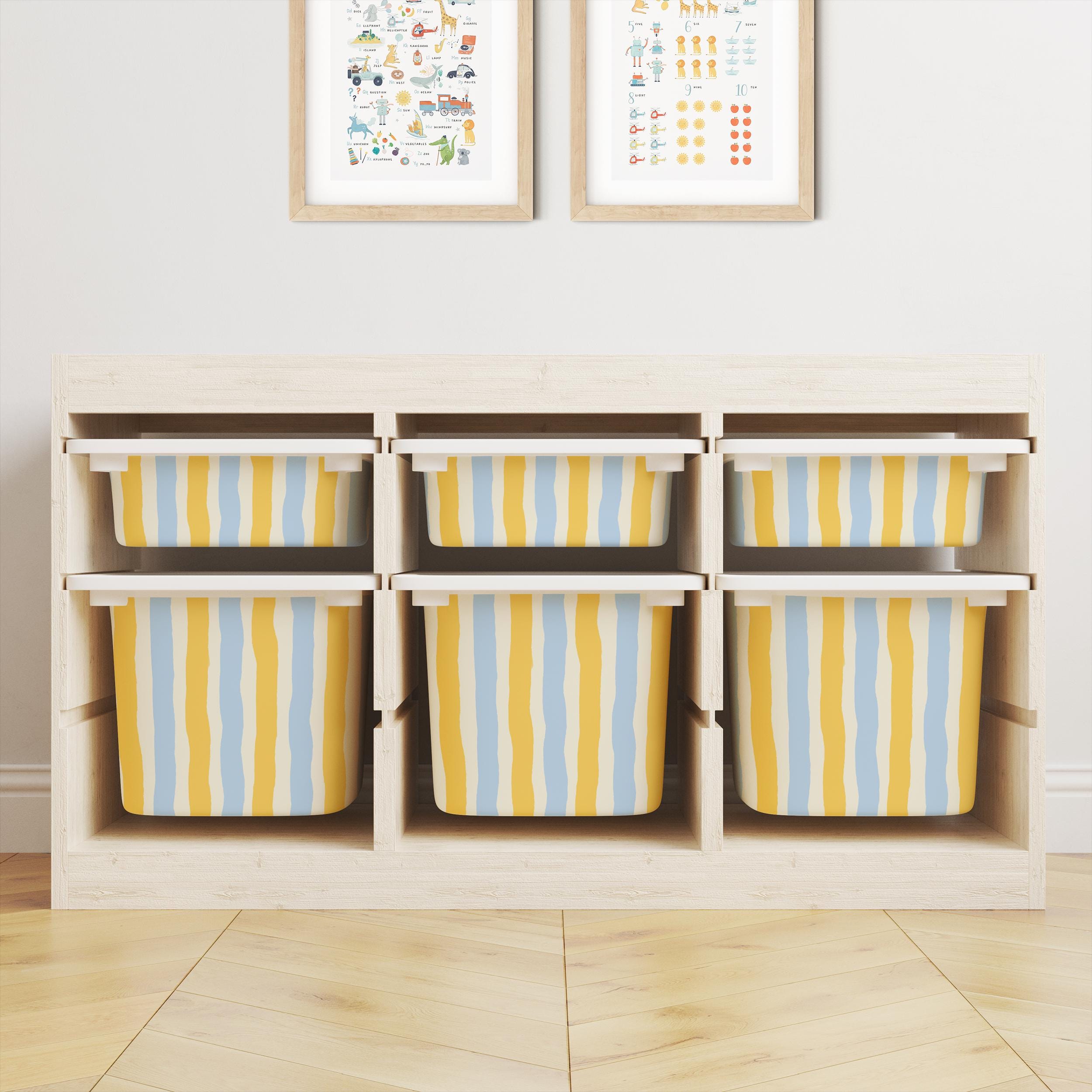 IKEA Trofast Wavy Stripes Box Stickers Multicoloured | Removable Playroom Organisation Labels | Scandi Kids Decor