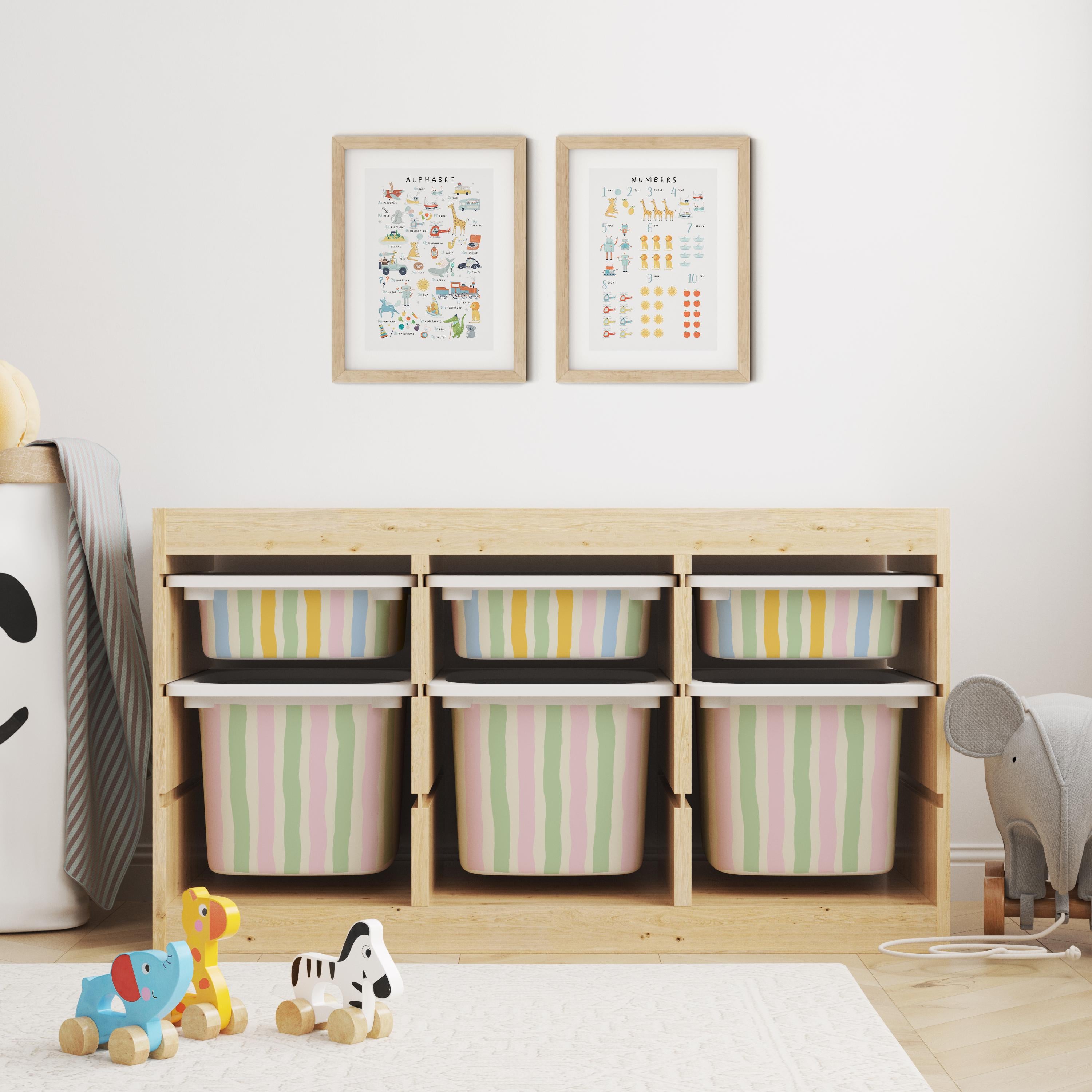 IKEA Trofast Wavy Stripes Box Stickers Multicoloured | Removable Playroom Organisation Labels | Scandi Kids Decor