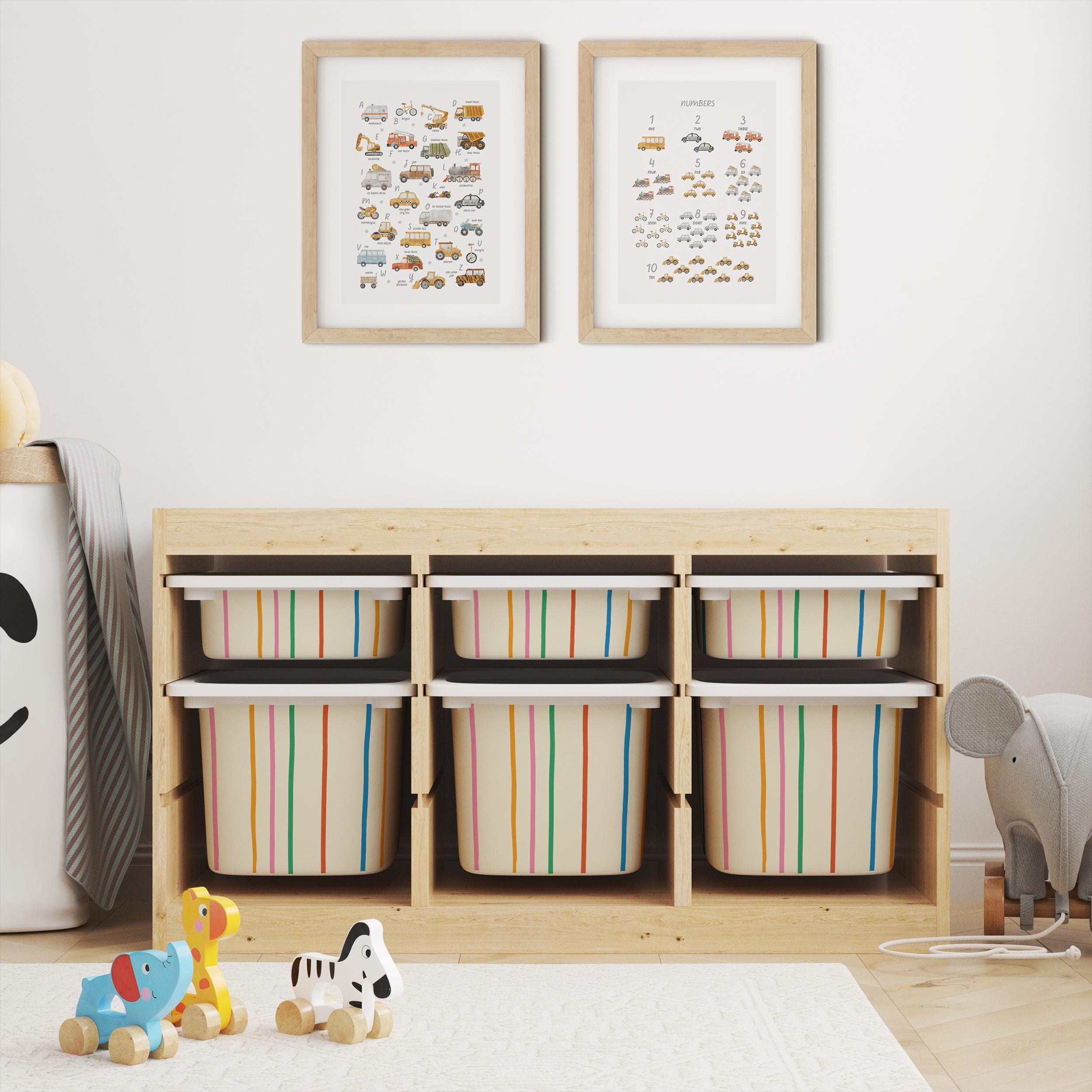 IKEA Trofast Coloured Lines Box Stickers Multicoloured | Removable Playroom Organisation Labels | Scandi Kids Decor
