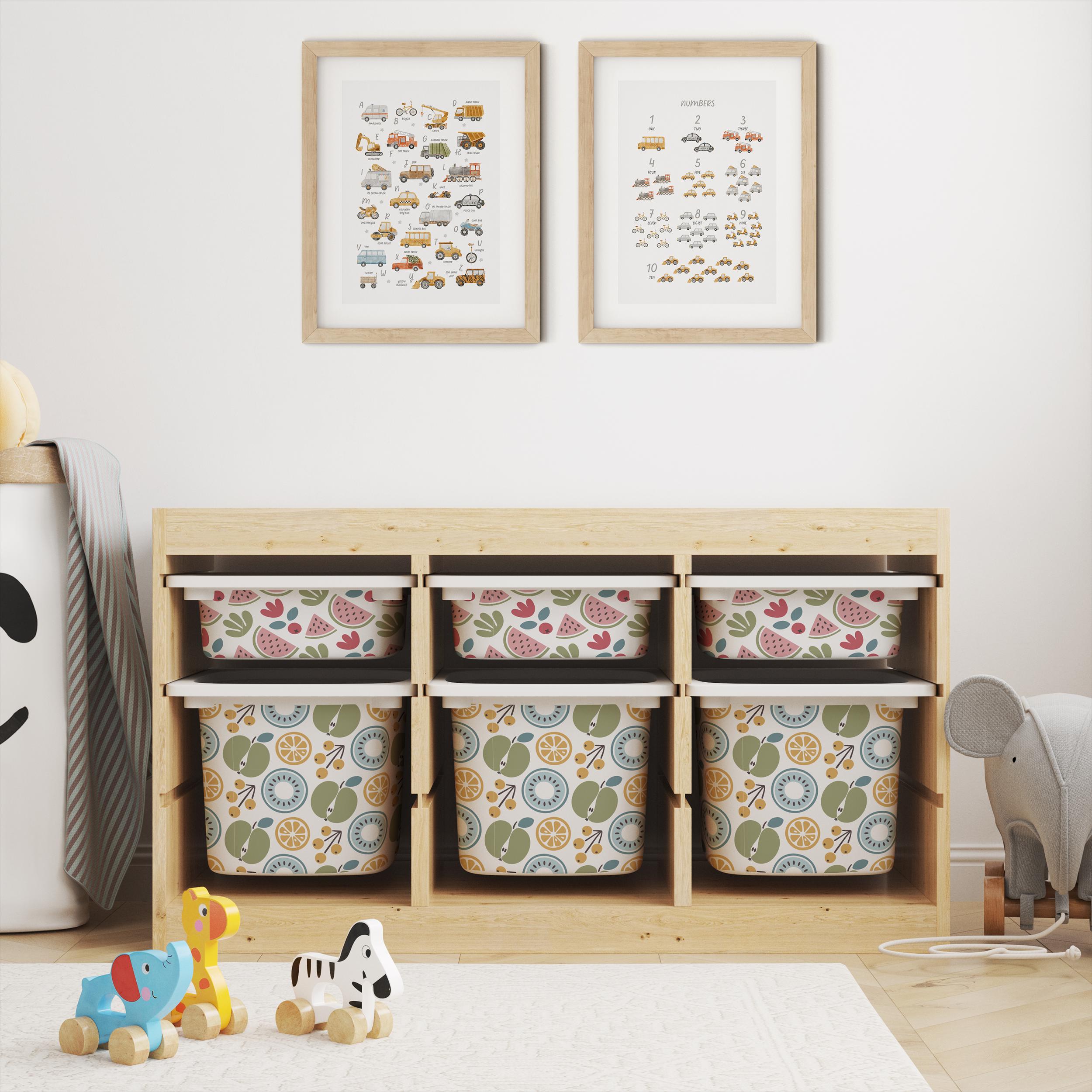 IKEA Trofast Box Fruit Stickers Multicoloured | Removable Playroom Organisation Labels | Scandi Kids Decor