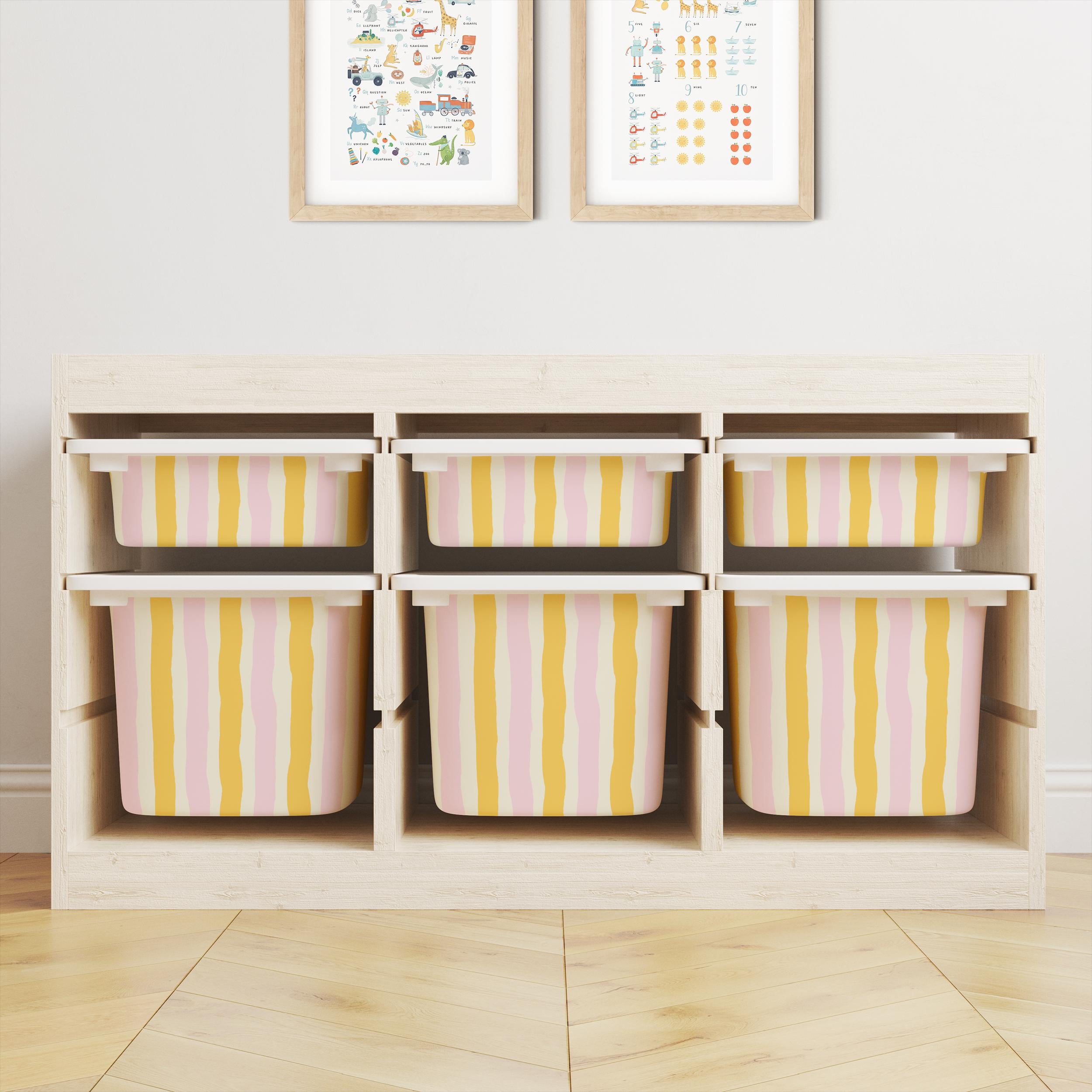 IKEA Trofast Wavy Stripes Box Stickers Multicoloured | Removable Playroom Organisation Labels | Scandi Kids Decor