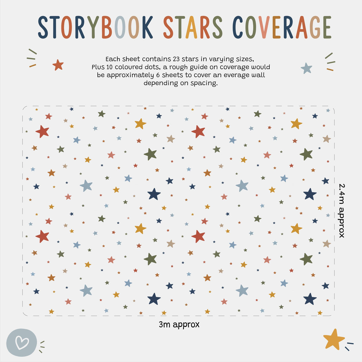 Storybook Star Wall Stickers , Multicolour Baby Nursery Decor , Childrens Bedroom