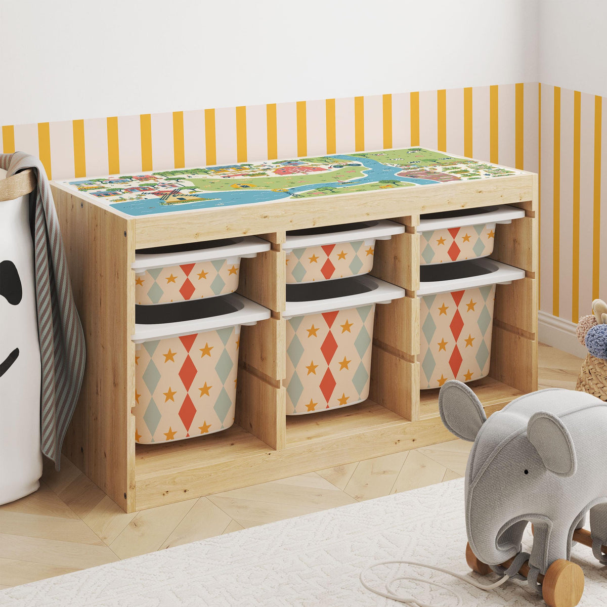IKEA Trofast Big Top Box Stickers Scalloped | Removable Playroom Organisation Labels | Scandi Kids Decor