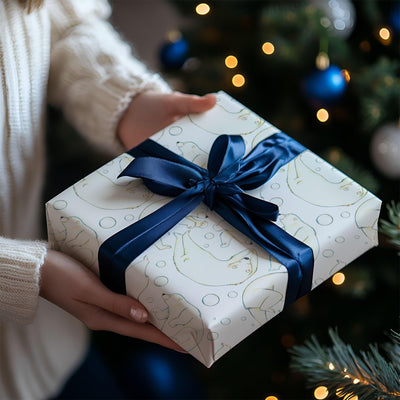 Christmas Polar Bears Gift Wrapping Paper, Eco Friendly Gift Wrap, 100% Recyclable, Luxury Sustainable Kraft Xmas Gift Wrap.