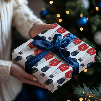 Christmas Nutcracker Soldiers Wrapping Paper, Eco Friendly Gift Wrap, 100% Recyclable, Luxury Sustainable Kraft Xmas Gift Wrap.