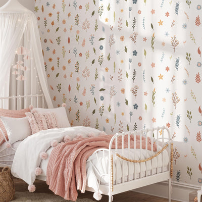 Wild Flower Nursery Wall Stickers, Kids Room Floral Wall Decal, Nursery Theme, Playroom, Bedroom Decor, Peel & Stick Nature Decals,