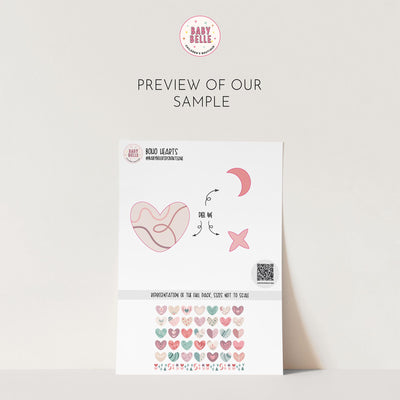 Boho Hearts Wall Decals, Nursery Decor, Removable Wall Stickers, Polka Dot Decals, Peel and Stick, Lion, Valentines Day