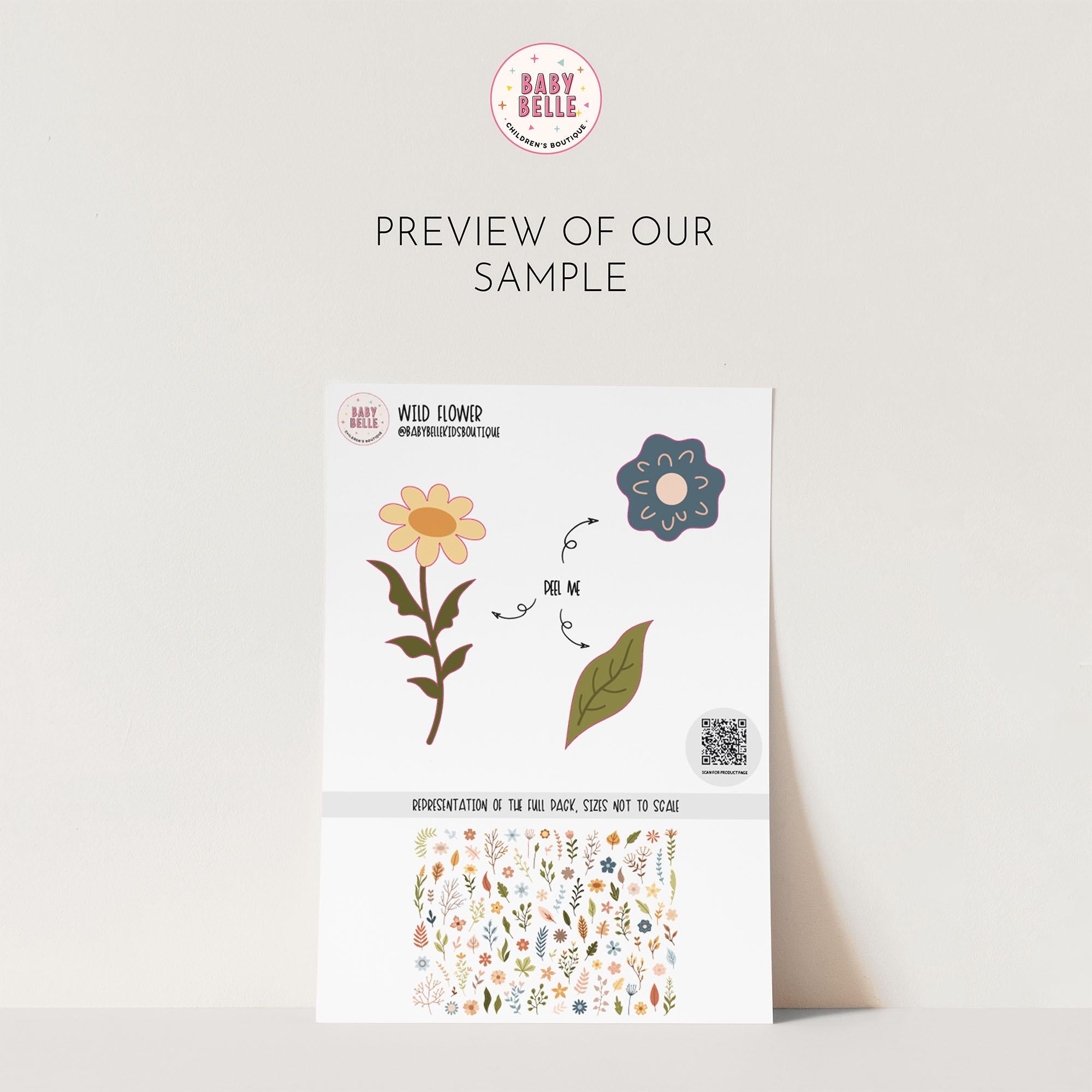 Wild Flower Nursery Wall Stickers, Kids Room Floral Wall Decal, Nursery Theme, Playroom, Bedroom Decor, Peel & Stick Nature Decals,