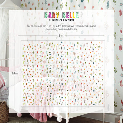 Wild Flower Nursery Wall Stickers, Kids Room Floral Wall Decal, Nursery Theme, Playroom, Bedroom Decor, Peel & Stick Nature Decals,