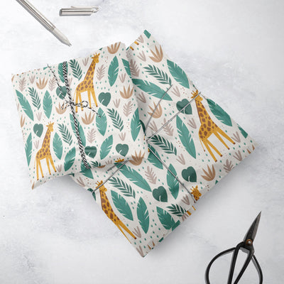 Safari Gift Wrap, Eco Friendly Kids Gift Wrapping Paper, 100% Recyclable, Luxury Sustainable Kraft Birthday.
