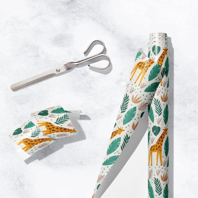 Safari Gift Wrap, Eco Friendly Kids Gift Wrapping Paper, 100% Recyclable, Luxury Sustainable Kraft Birthday.