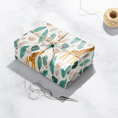 Safari Gift Wrap, Eco Friendly Kids Gift Wrapping Paper, 100% Recyclable, Luxury Sustainable Kraft Birthday.