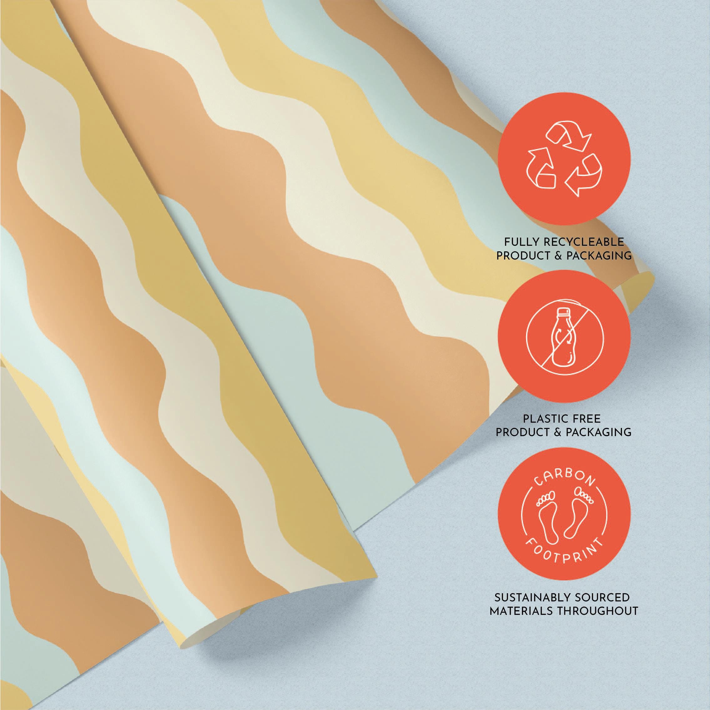 Safari Gift Wrap, Eco Friendly Kids Gift Wrapping Paper, 100% Recyclable, Luxury Sustainable Kraft Birthday.