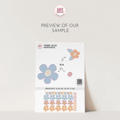 Coloured Daisy Wall Decals, Kids Room Daisies Wall Stickers, Nursery Theme, Playroom, Bedroom Decor, Peel & Stick Flower Decals,