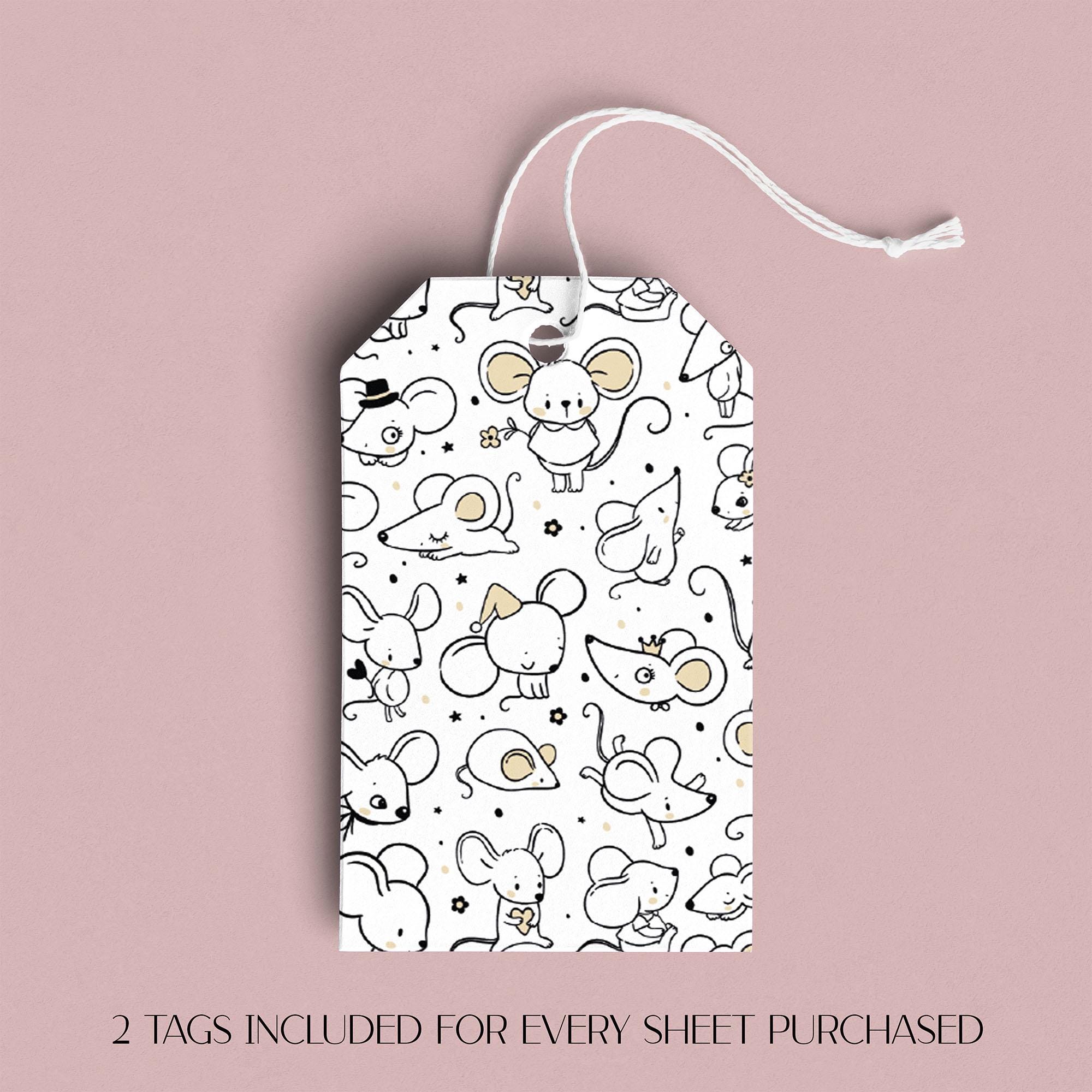Cute Mice Gift Wrap, Eco Friendly Kids Gift Wrapping Paper, 100% Recyclable, Luxury Sustainable Kraft Birthday.