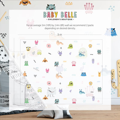 Cute Monsters Wall Decals, Kids Room Monster Wall Stickers, Nursery Theme, Playroom, Bedroom Decor, Peel & Stick Animal Decals,