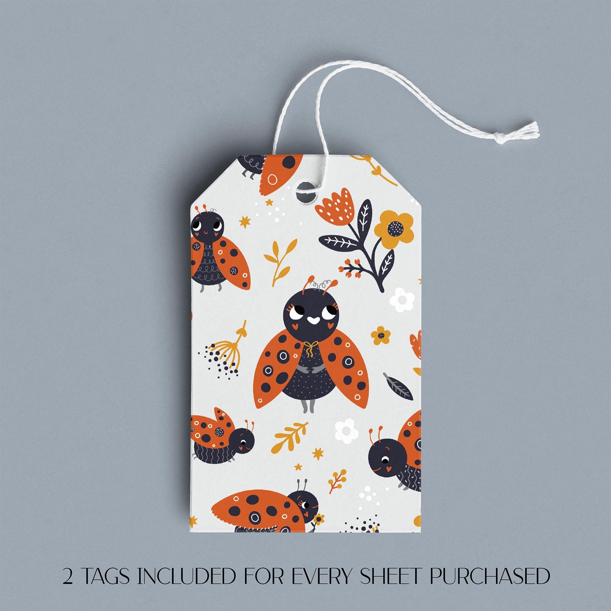 Ladybirds Gift Wrap, Eco Friendly Bugs Kids Gift Wrapping Paper, 100% Recyclable, Luxury Sustainable Kraft Birthday.