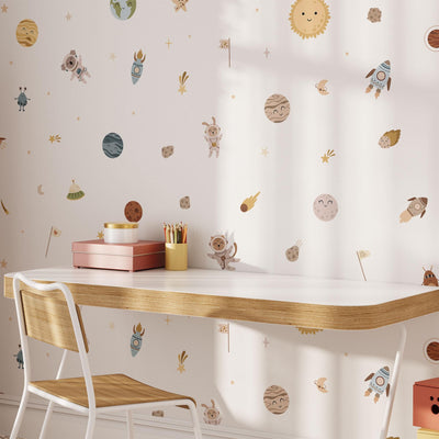 Space Wall Decals, Solar System Nursery Decor, Removable Planet Wall Stickers, Polka Dot Decals, Peel and Stick, Planets, Valentines Day