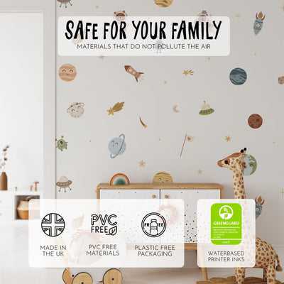 Space Wall Decals, Solar System Nursery Decor, Removable Planet Wall Stickers, Polka Dot Decals, Peel and Stick, Planets, Valentines Day