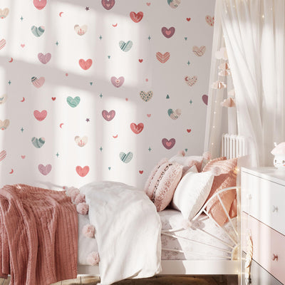 Boho Hearts Wall Decals, Nursery Decor, Removable Wall Stickers, Polka Dot Decals, Peel and Stick, Lion, Valentines Day