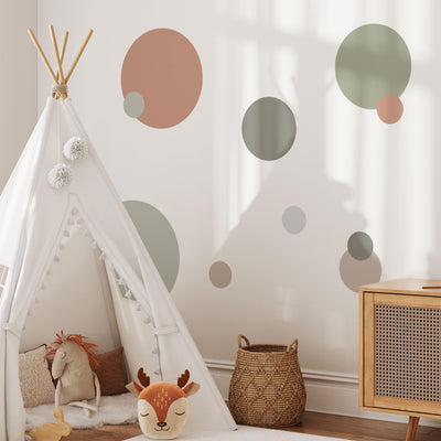 Large Circle Wall Decals, Spot Nursery Stickers, Olive & Clay Boho Removable Wall Decals, Polka Dot Mural, Peel and Stick