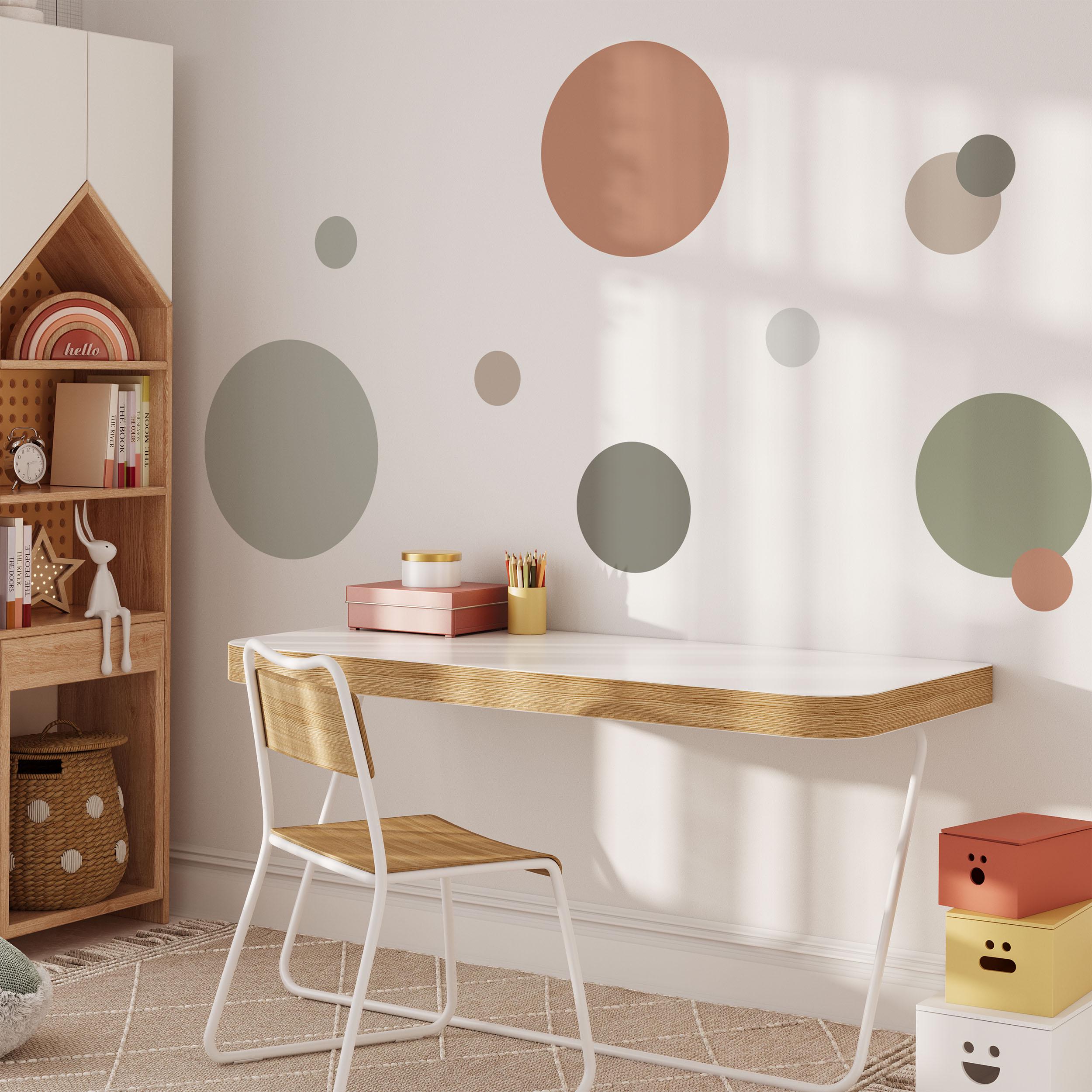 Large Circle Wall Decals, Spot Nursery Stickers, Olive & Clay Boho Removable Wall Decals, Polka Dot Mural, Peel and Stick