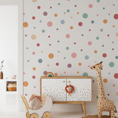 Coloured Dots Wall Decals, Spot Nursery Stickers, Bright Boho Removable Wall Decals, Polka Dot Mural, Peel and Stick