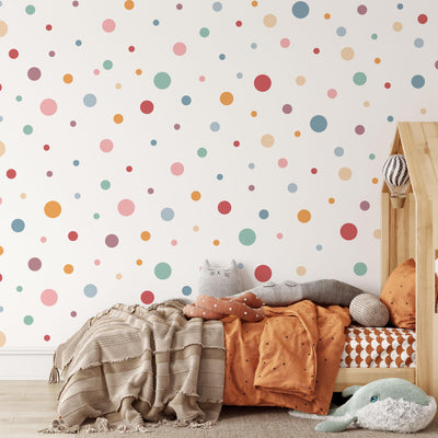 Coloured Dots Wall Decals, Spot Nursery Stickers, Bright Boho Removable Wall Decals, Polka Dot Mural, Peel and Stick