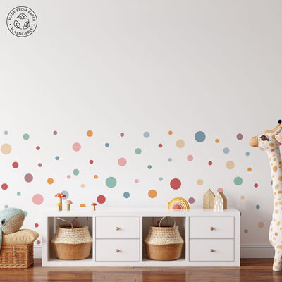 Coloured Dots Wall Decals, Spot Nursery Stickers, Bright Boho Removable Wall Decals, Polka Dot Mural, Peel and Stick
