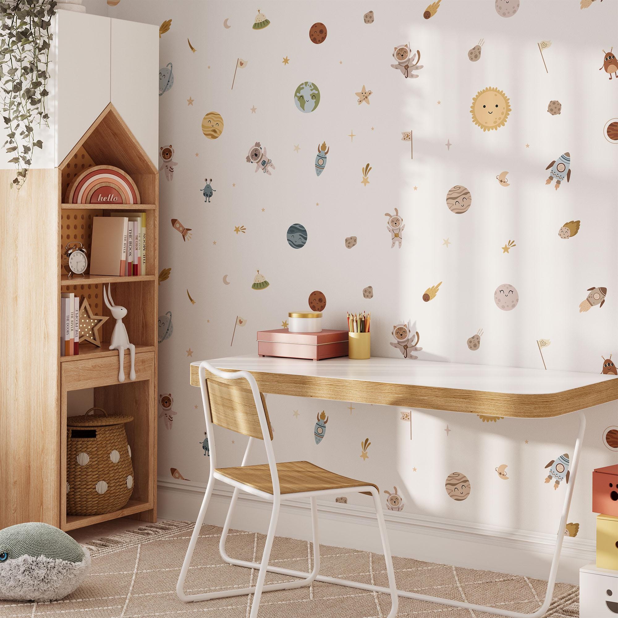 Space Wall Decals, Solar System Nursery Decor, Removable Planet Wall Stickers, Polka Dot Decals, Peel and Stick, Planets, Valentines Day