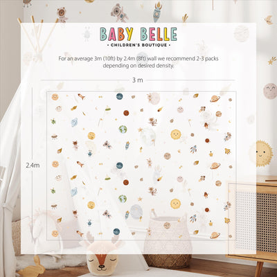 Space Wall Decals, Solar System Nursery Decor, Removable Planet Wall Stickers, Polka Dot Decals, Peel and Stick, Planets, Valentines Day