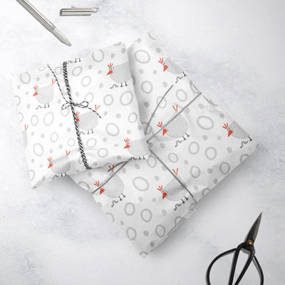 Chicken & Worm Gift Wrap, Eco-Friendly Farm Kids Gift Wrapping Paper, 100% Recyclable, Luxury Sustainable Kraft Birthday, Funny.