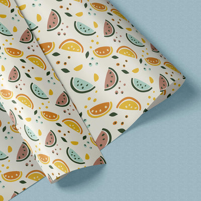 Watermelons Gift Wrap, Eco-Friendly Fruit Kids Gift Wrapping Paper, 100% Recyclable, Luxury Sustainable Kraft Birthday.