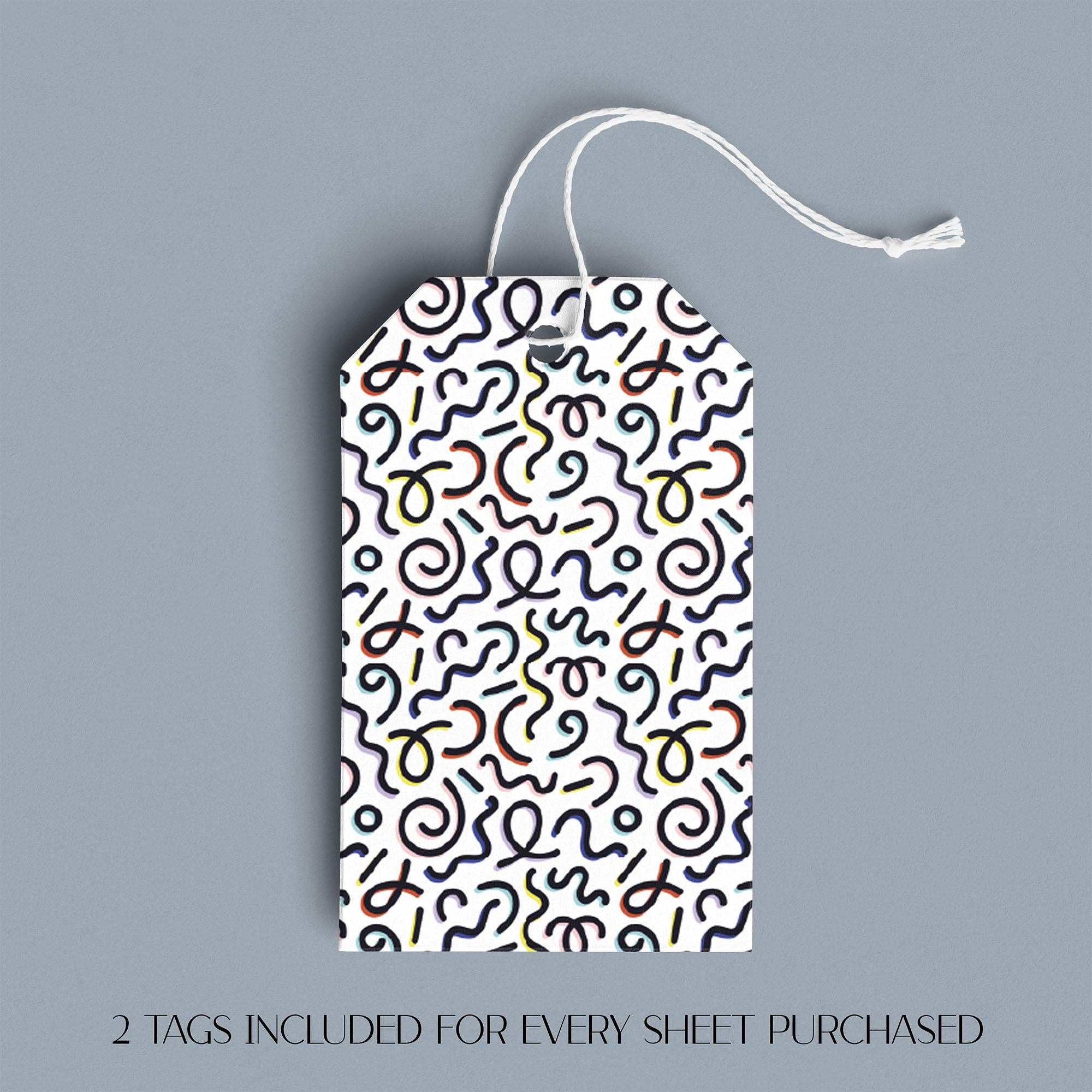 Squiggles Gift Wrap, Eco-Friendly Pattern Kids Gift Wrapping Paper, 100% Recyclable, Luxury Sustainable Kraft Birthday.