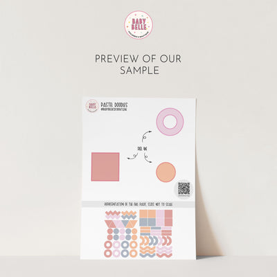 Pastel Doodle Wall Stickers, Kids Bedroom Pattern, Geometric Shape Decals, Nursery Decor, Removable Wall Decals, Polka Dot Decals