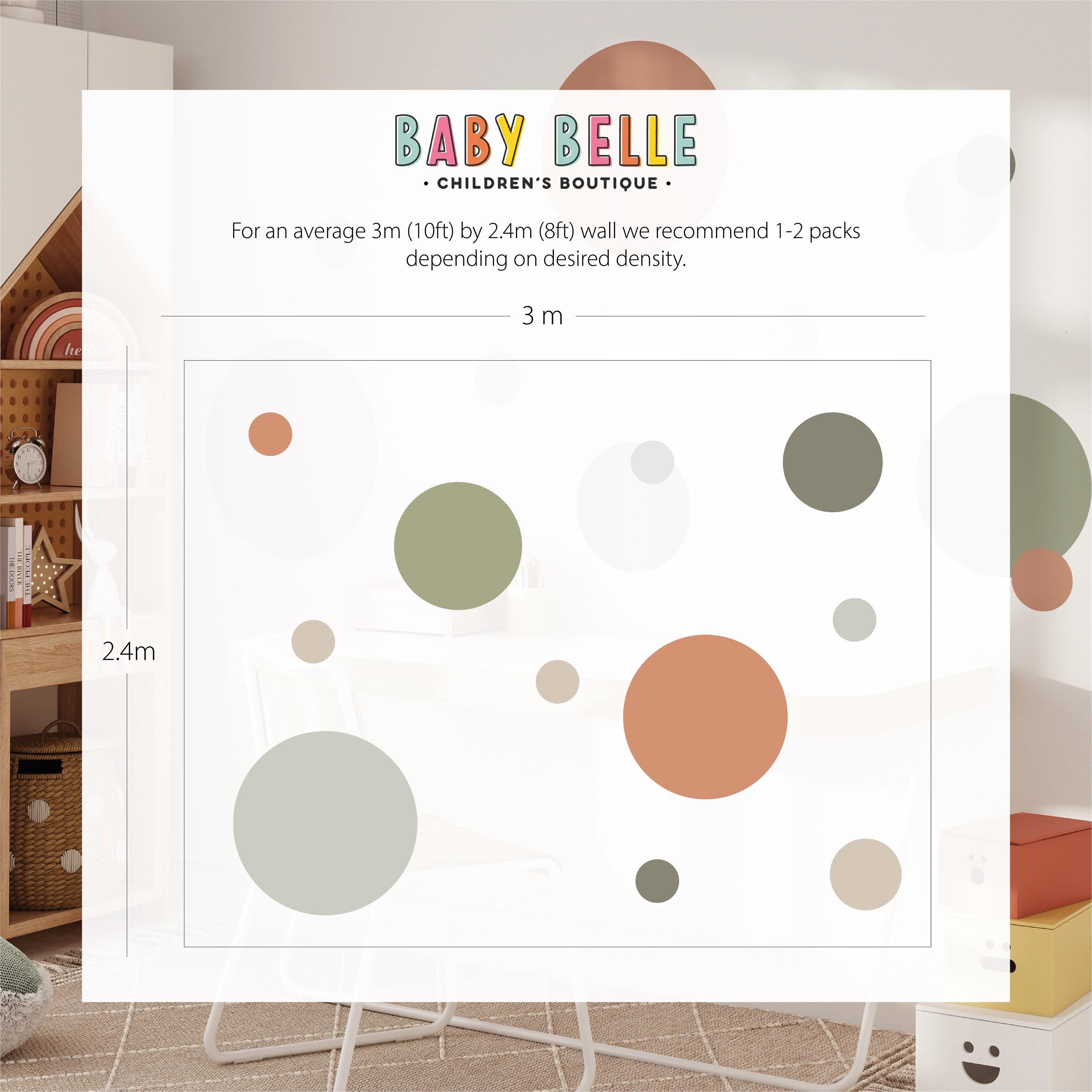 Large Circle Wall Decals, Spot Nursery Stickers, Olive & Clay Boho Removable Wall Decals, Polka Dot Mural, Peel and Stick