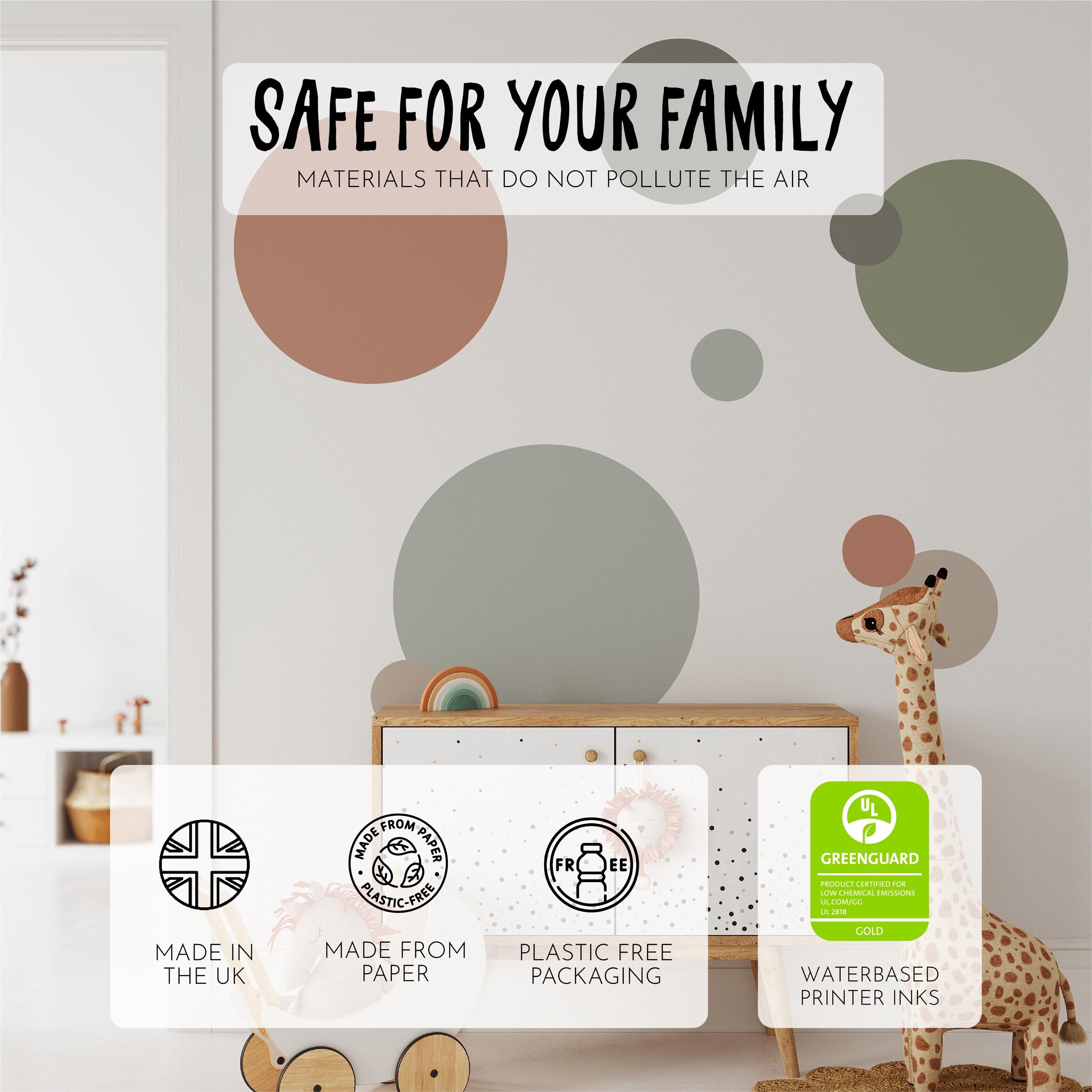 Large Circle Wall Decals, Spot Nursery Stickers, Olive & Clay Boho Removable Wall Decals, Polka Dot Mural, Peel and Stick