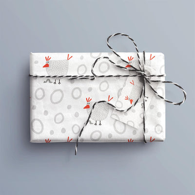 Chicken & Worm Gift Wrap, Eco-Friendly Farm Kids Gift Wrapping Paper, 100% Recyclable, Luxury Sustainable Kraft Birthday, Funny.