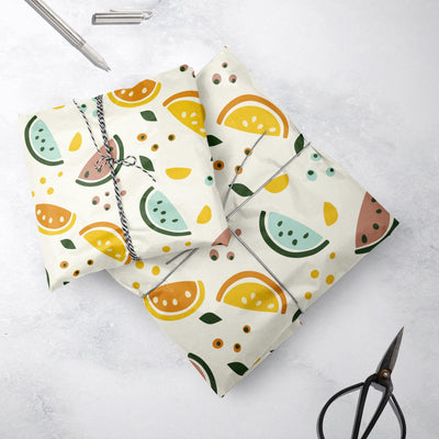 Watermelons Gift Wrap, Eco-Friendly Fruit Kids Gift Wrapping Paper, 100% Recyclable, Luxury Sustainable Kraft Birthday.