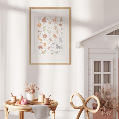 Woodland Watercolour Alphabet Nursery Print: A-Z Bears, Deer & Wildlife Wall Art